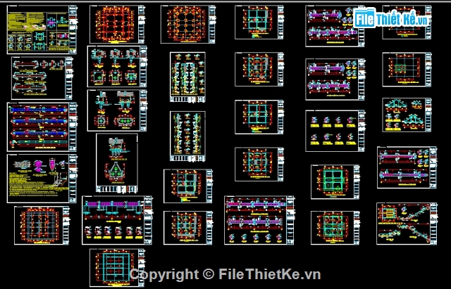 File cad,kết cấu biệt thự,biệt thự 3 tầng,Thiết kế biệt thự